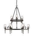 Golden Lighting Golden Lighting 1208-9 DNI Marcellis 2 Tier - 9 Light Chandelier in Dark Natural Iron with Clear Glass 1208-9 DNI